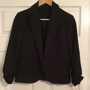 AMANDA & CHELSEA 6P Blazer Jacket Black Pin Dots